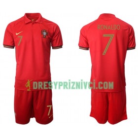 Fotbalový Komplet Portugalsko Cristiano Ronaldo 7 Dětské Domácí ME 2020 Krátký Rukáv (+ trenýrky)